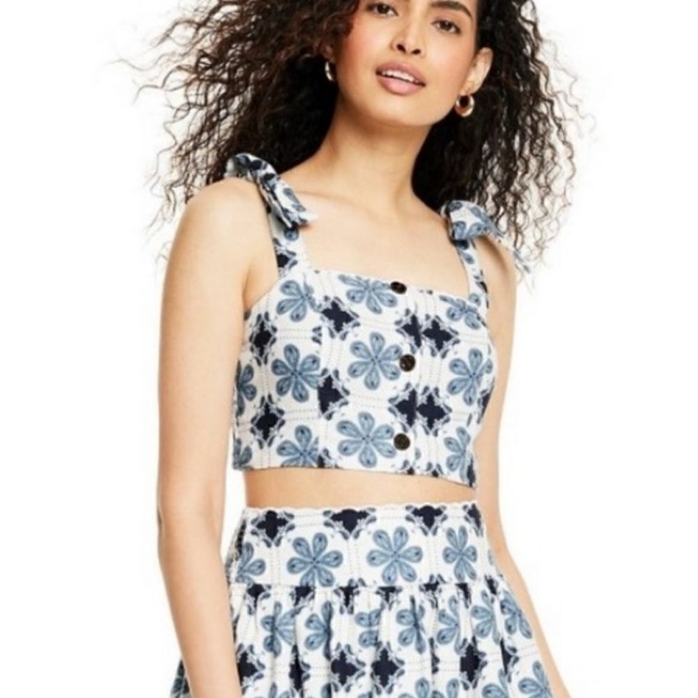 Agua Bendita Target coastal crop top blouse
